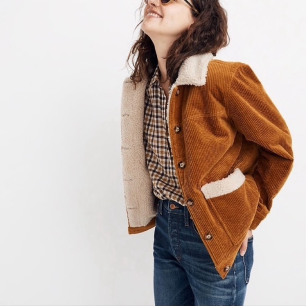 Sherpa-lined Corduroy Swing Chore Coat